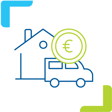 Une maison, une voiture et une pièce de monnaie
