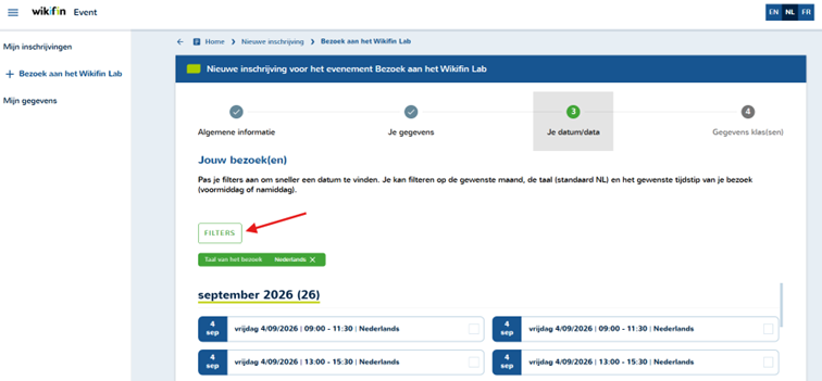 Filter uw zoekopdracht