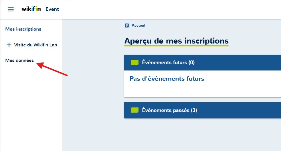 Onglet mes données