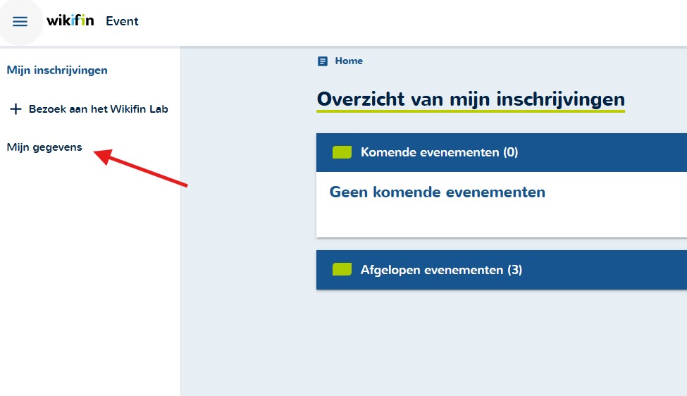 Tabblad mijn gegevens 