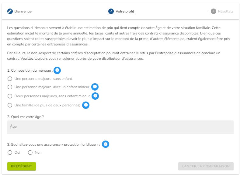 screenshot comparateur d&#039;assurances RC familiale